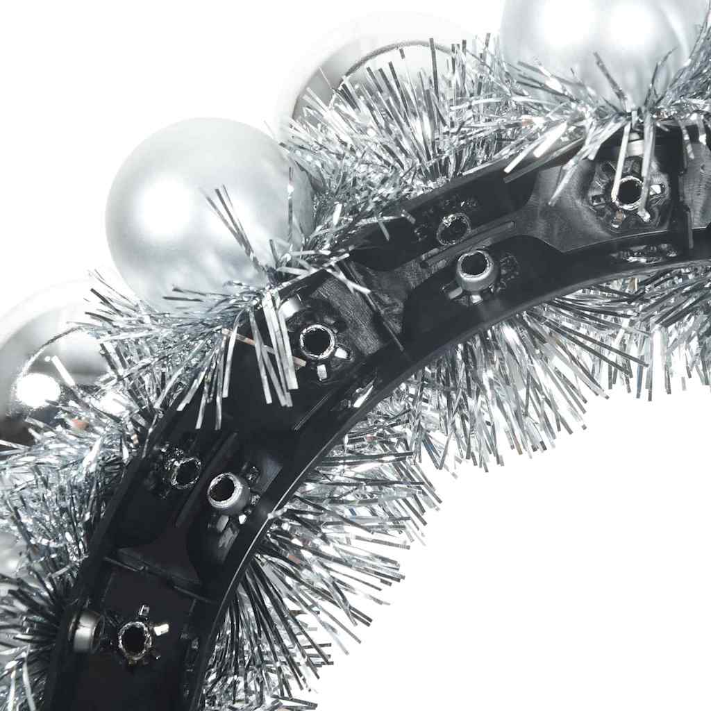 Weihnachtsballkränze 2 Stk. Silber 33 x 33 x 7 cm Polystyrol