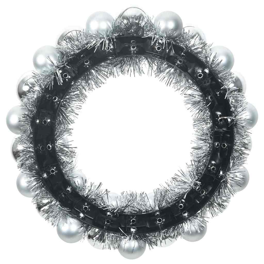 Weihnachtsballkränze 2 Stk. Silber 33 x 33 x 7 cm Polystyrol
