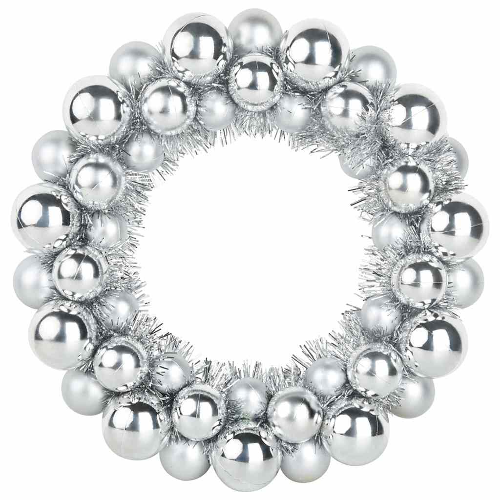 Weihnachtsballkränze 2 Stk. Silber 33 x 33 x 7 cm Polystyrol