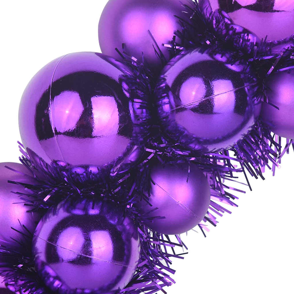 Weihnachtsballkränze 2 Stk. LEDs Lila 33 x 33 x 7 cm Polystyrol