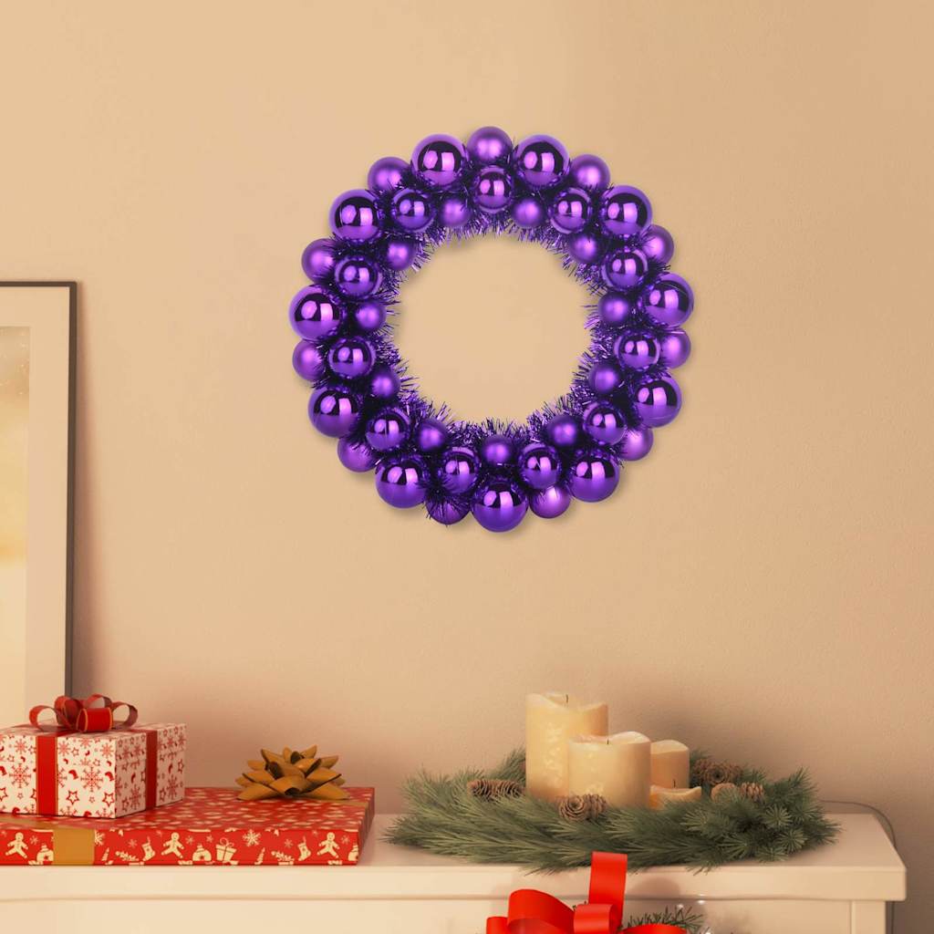 Weihnachtsballkränze 2 Stk. LEDs Lila 33 x 33 x 7 cm Polystyrol