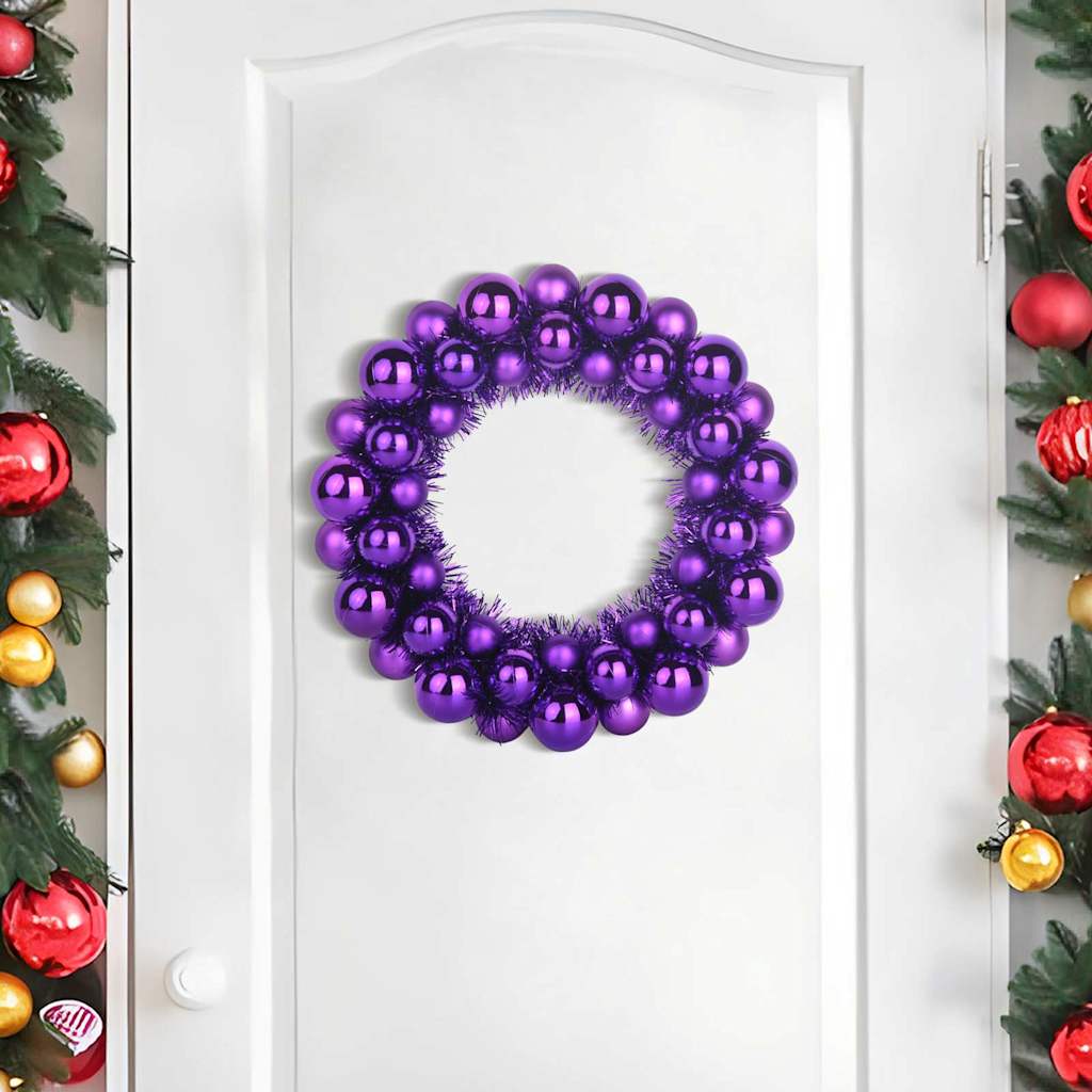 Weihnachtsballkränze 2 Stk. LEDs Lila 33 x 33 x 7 cm Polystyrol