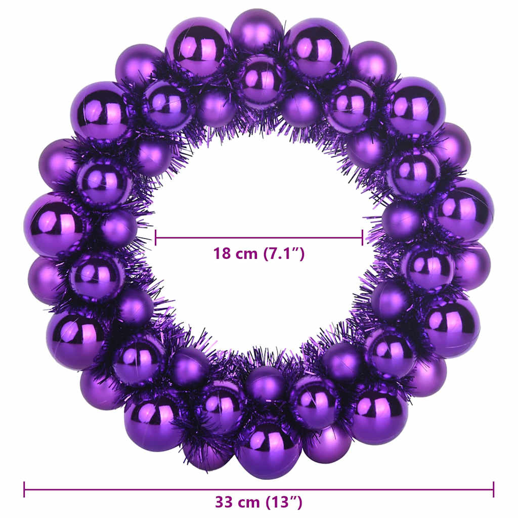 Weihnachtsballkränze 2 Stk. LEDs Lila 33 x 33 x 7 cm Polystyrol