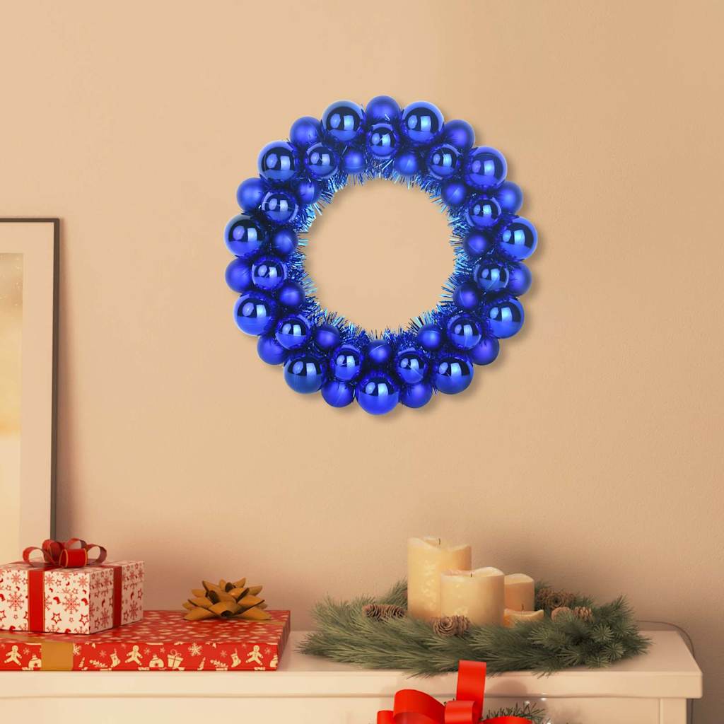 Weihnachtsballkränze 2 Stk. LEDs Blau 33 x 33 x 7 cm Polystyrol