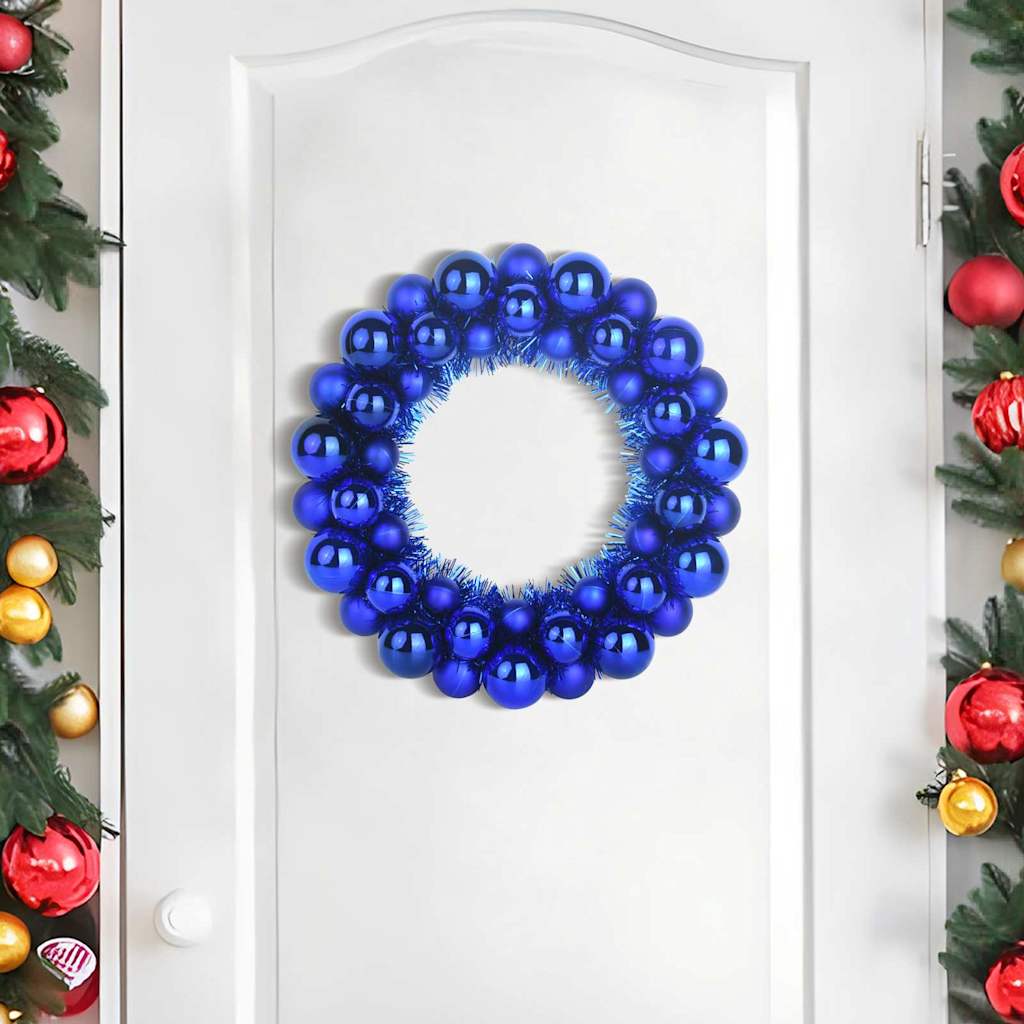 Weihnachtsballkränze 2 Stk. LEDs Blau 33 x 33 x 7 cm Polystyrol
