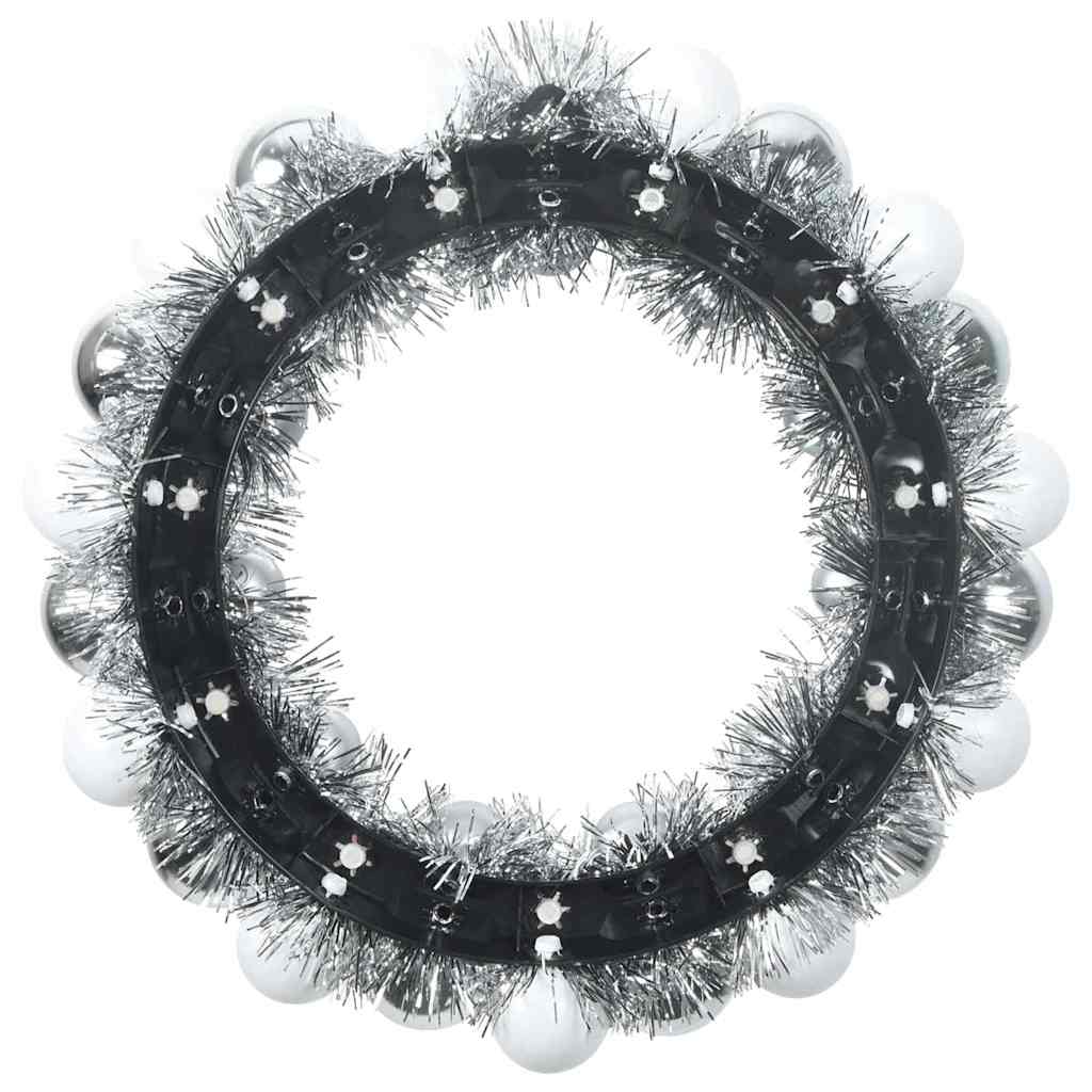 Weihnachtsballkränze 2 Stk. LEDs Weiß und Silber 33 x 33 x 7 cm