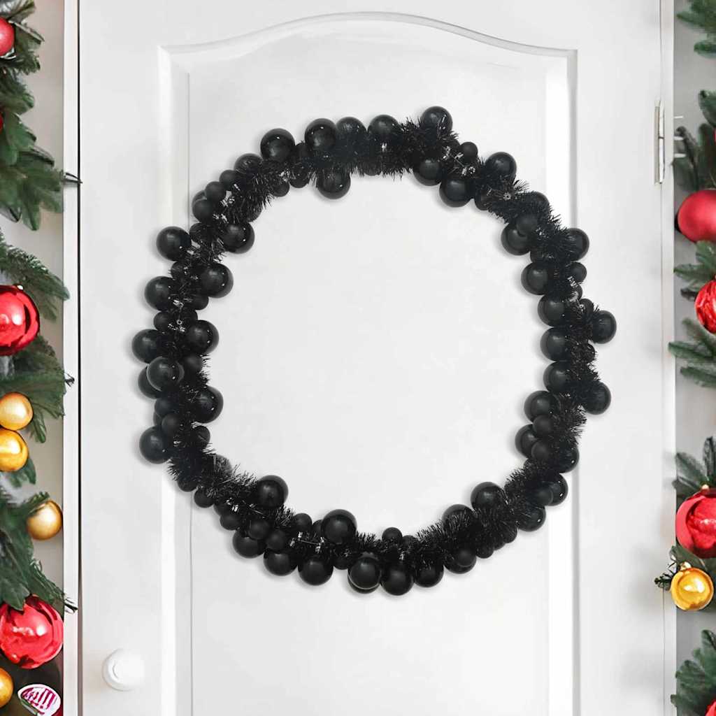 Weihnachtskugelgirlande LEDs Schwarz 186 cm Polystyrol