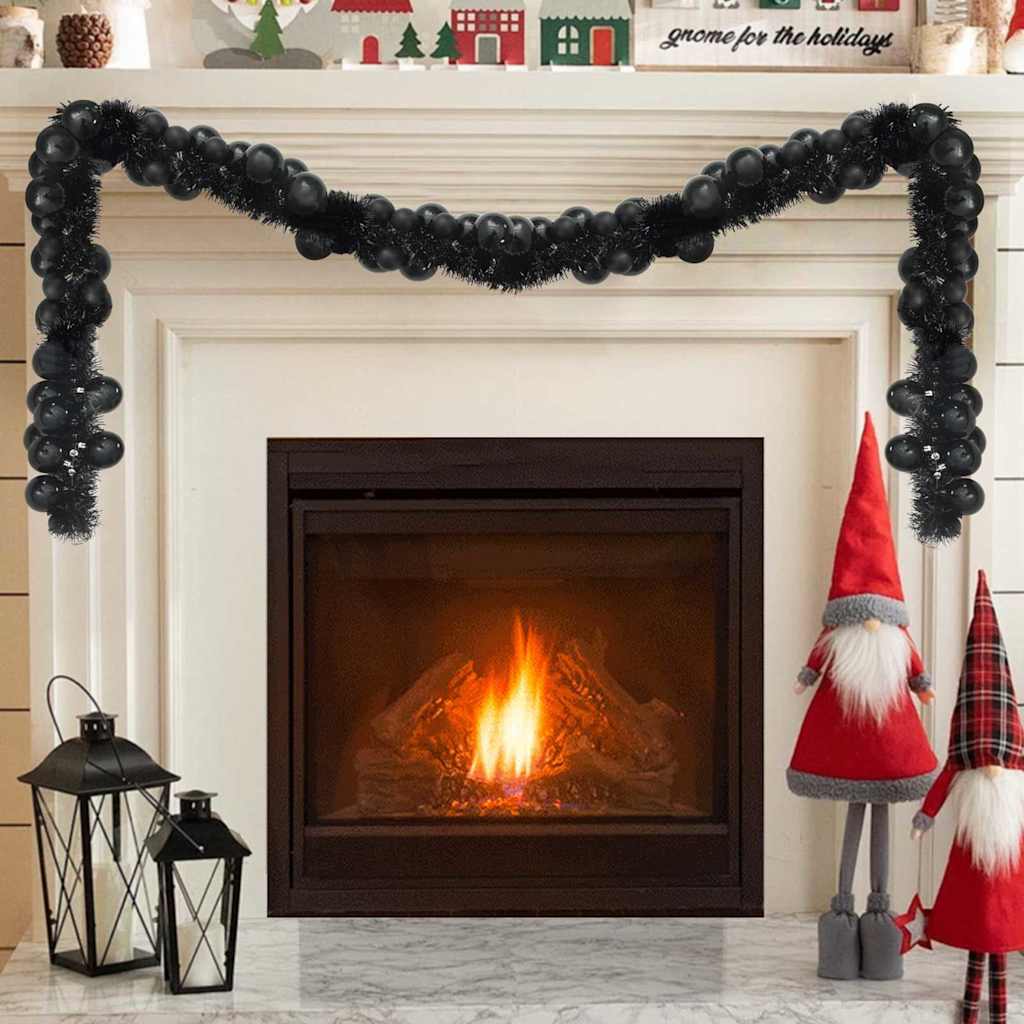 Weihnachtskugelgirlande LEDs Schwarz 186 cm Polystyrol