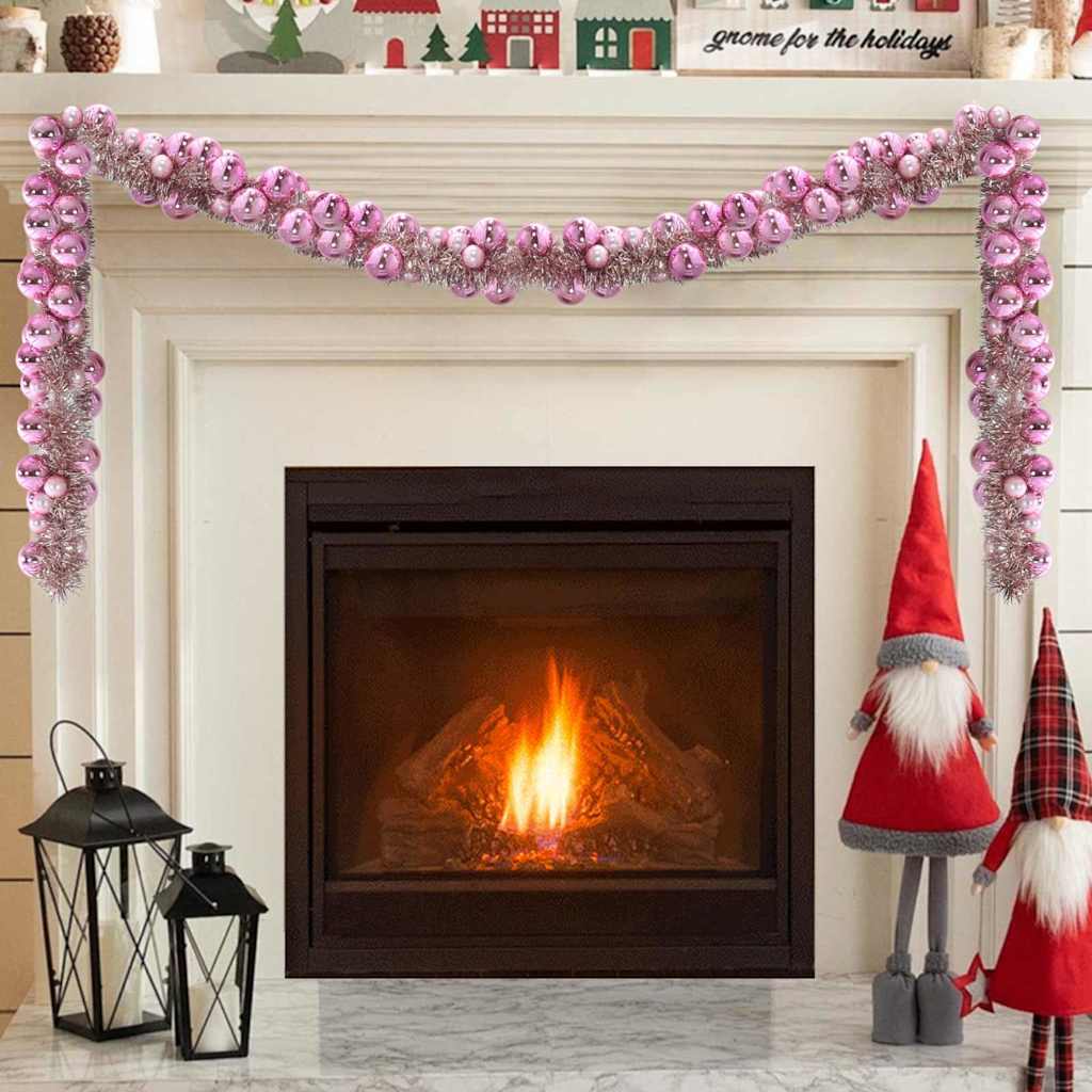 Weihnachtskugelgirlande LEDs Rosa 186 cm Polystyrol