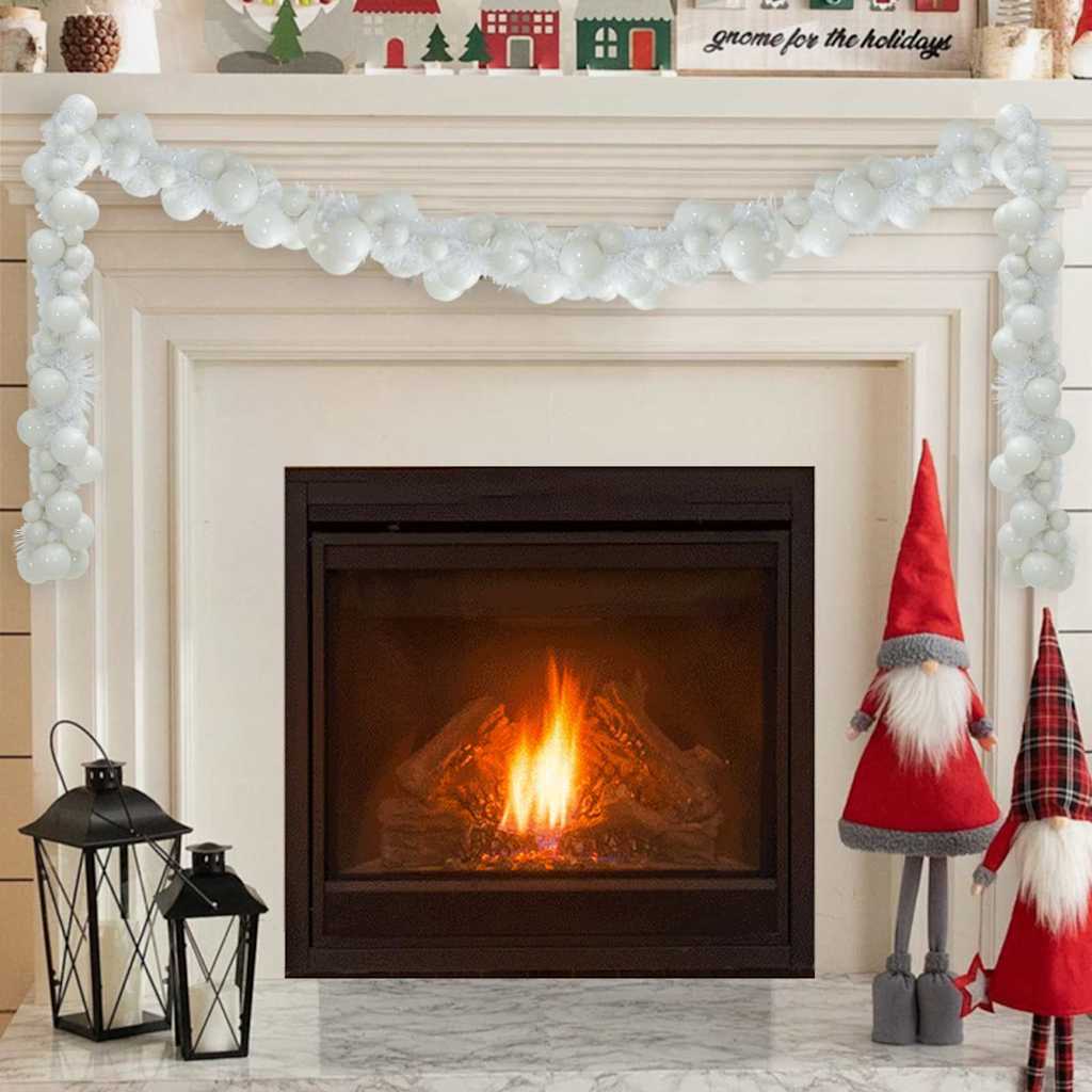 Weihnachtskugelgirlande LEDs Weiß 186 cm Polystyrol
