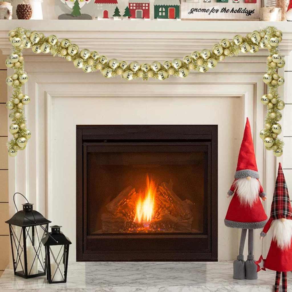 Weihnachtskugelgirlande LEDs Gold 186 cm Polystyrol