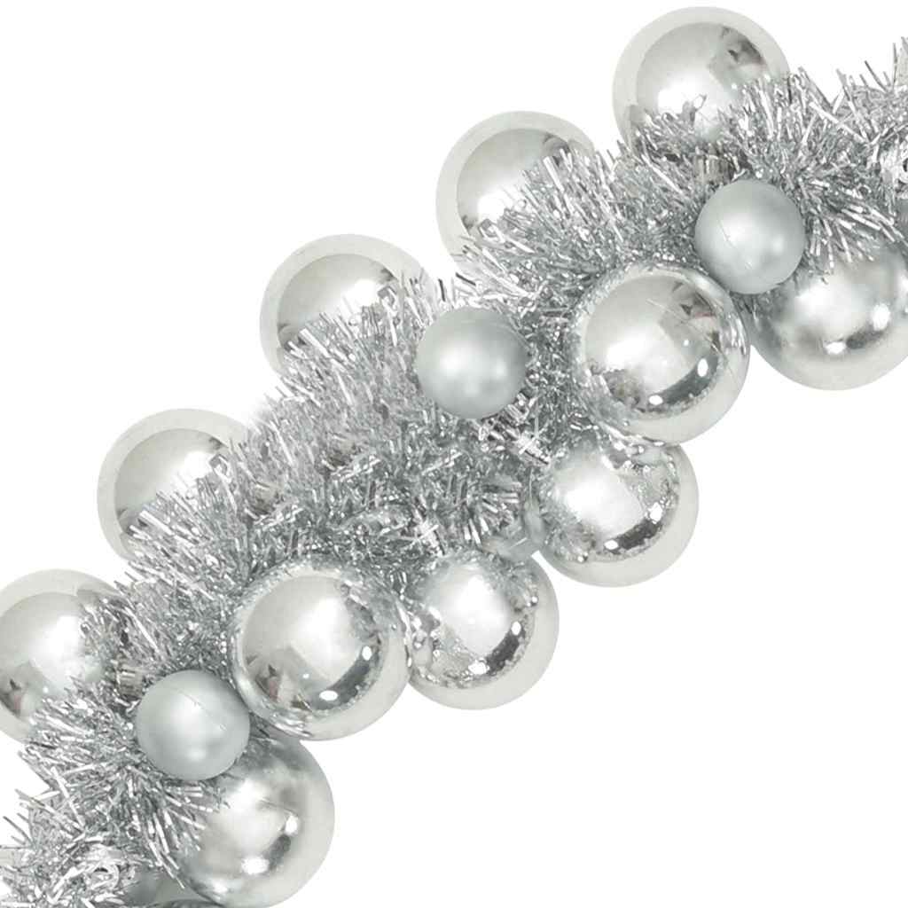 Weihnachtskugelgirlande LEDs Silber 186 cm Polystyrol