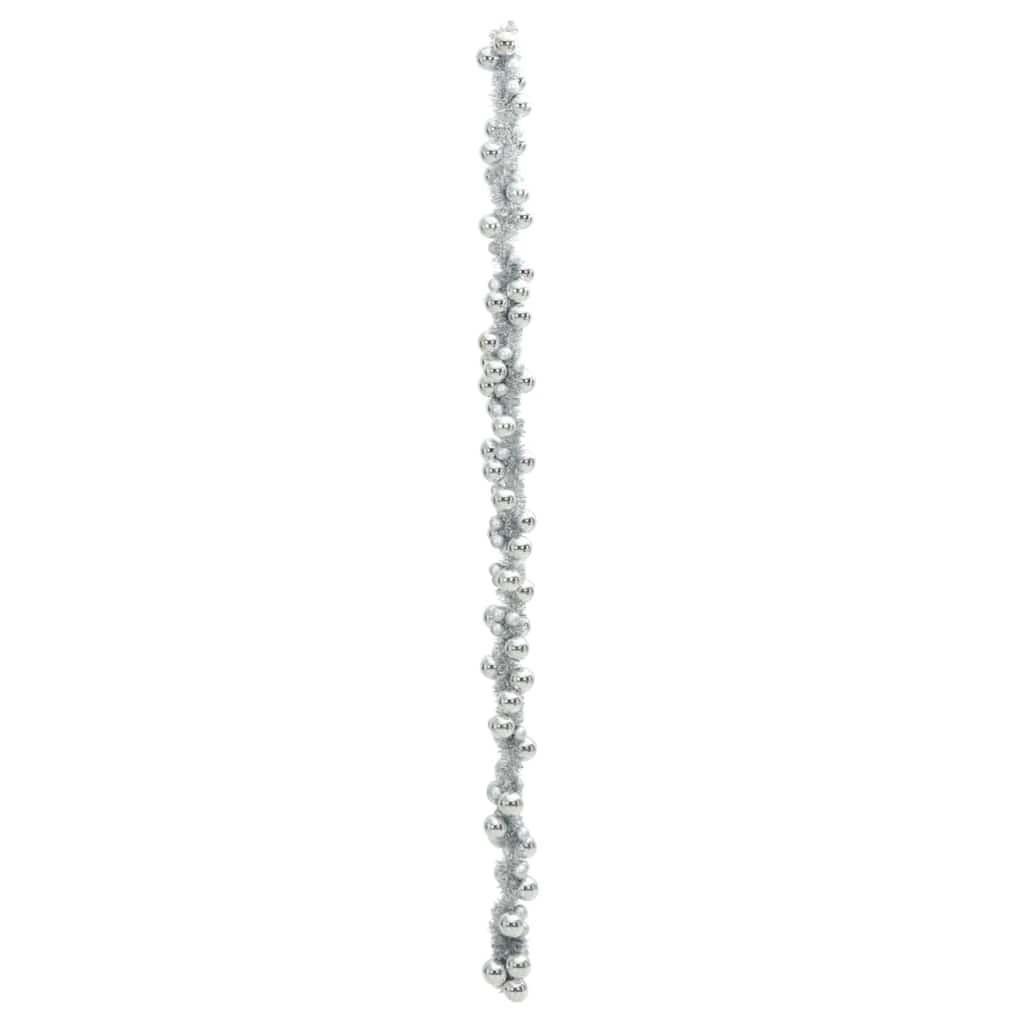 Weihnachtskugelgirlande LEDs Silber 186 cm Polystyrol