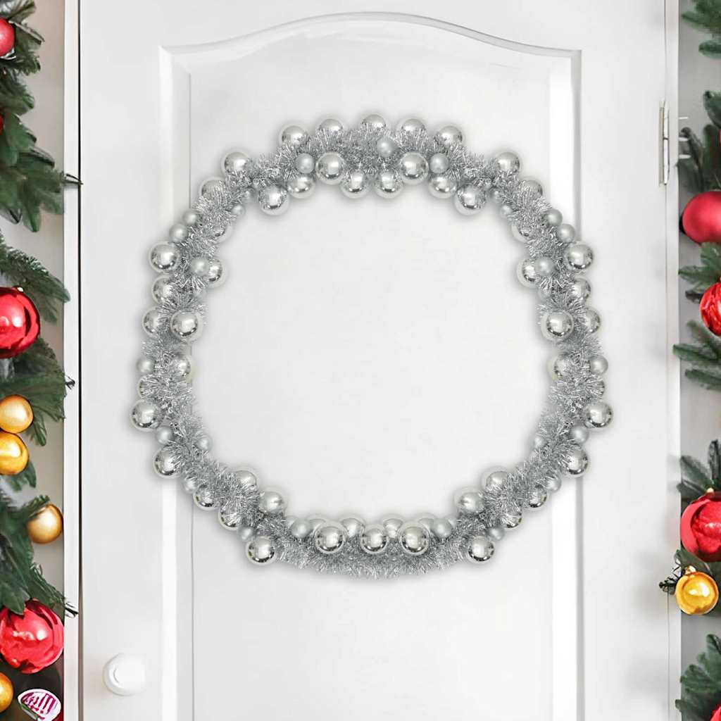Weihnachtskugelgirlande LEDs Silber 186 cm Polystyrol