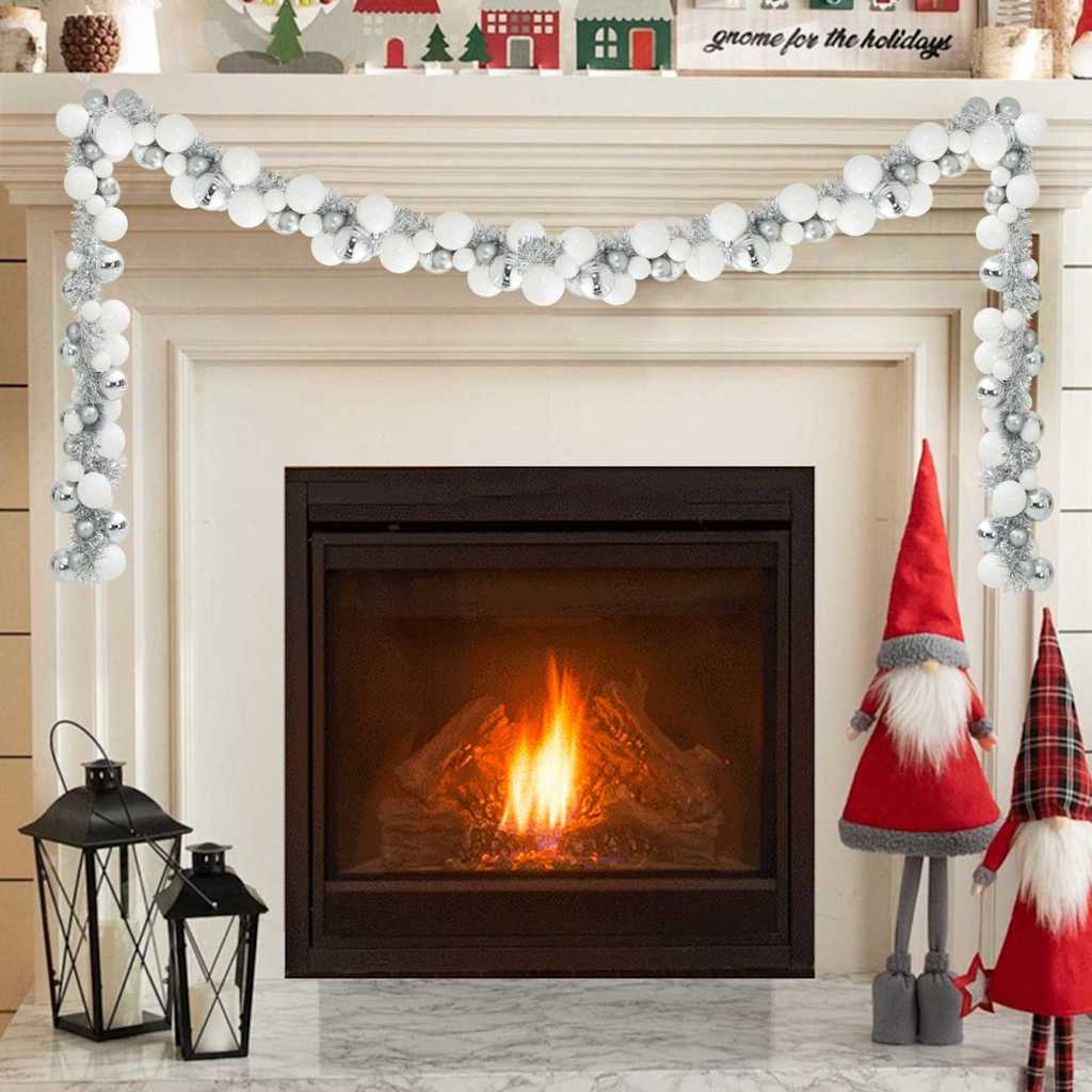 Weihnachtskugelgirlande Weiß und Silber 186 cm Polystyrol