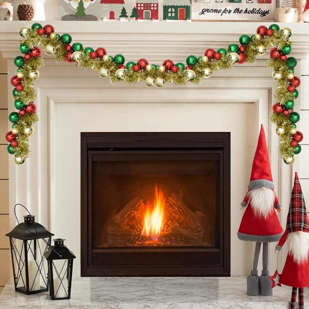 Weihnachtskugelgirlande LEDs Mehrfarbig 186 cm Polystyrol