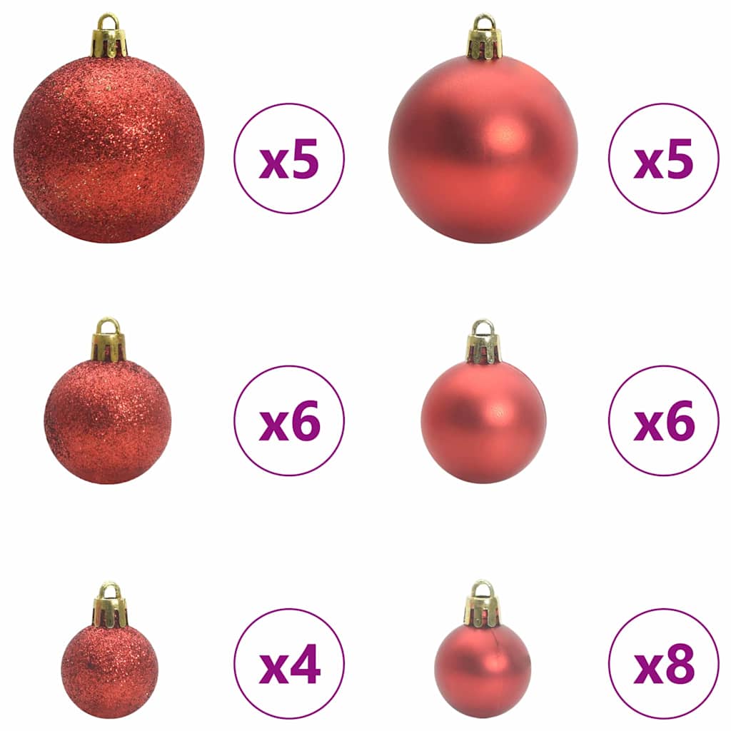 Weihnachtskugel-Set 61 Stk. Rot Ø 6 cm Kunststoff 150 LEDs