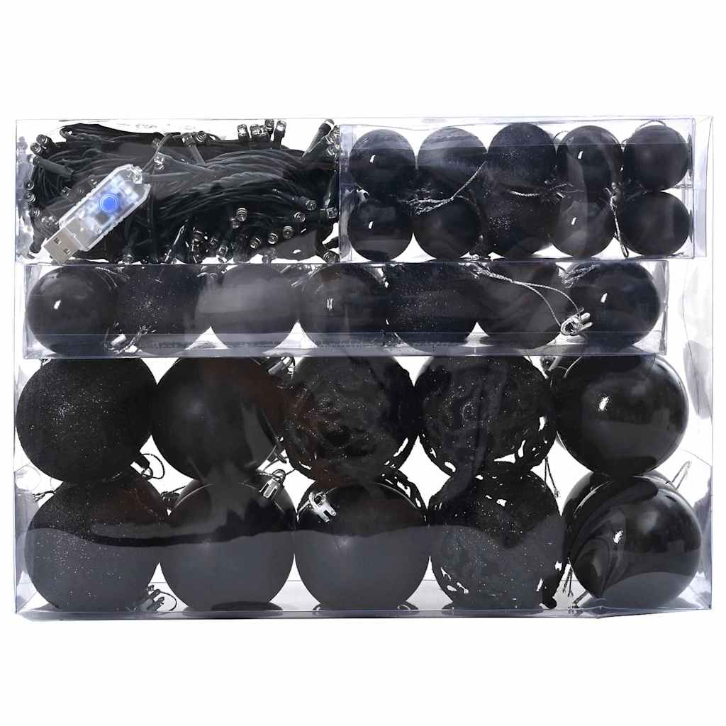 Weihnachtskugel-Set 61 stk. 150 LEDs Warmes Weiß Ø 6 cm