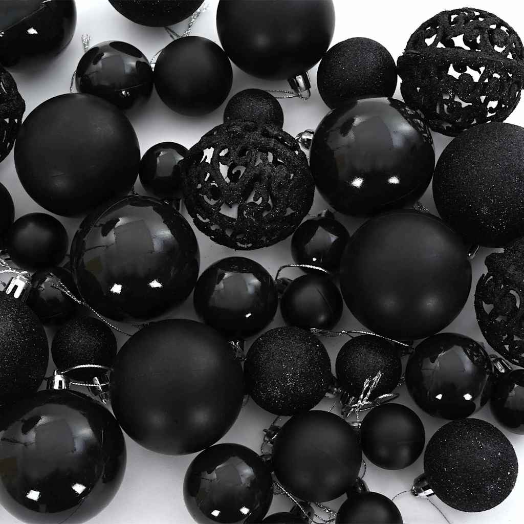 Weihnachtskugel-Set 120 Stk. Schwarz Ø 6 cm Kunststoff 300 LEDs