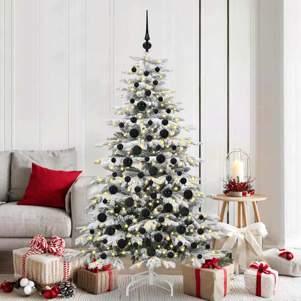 Weihnachtskugel-Set 120 Stk. Schwarz Ø 6 cm Kunststoff 300 LEDs