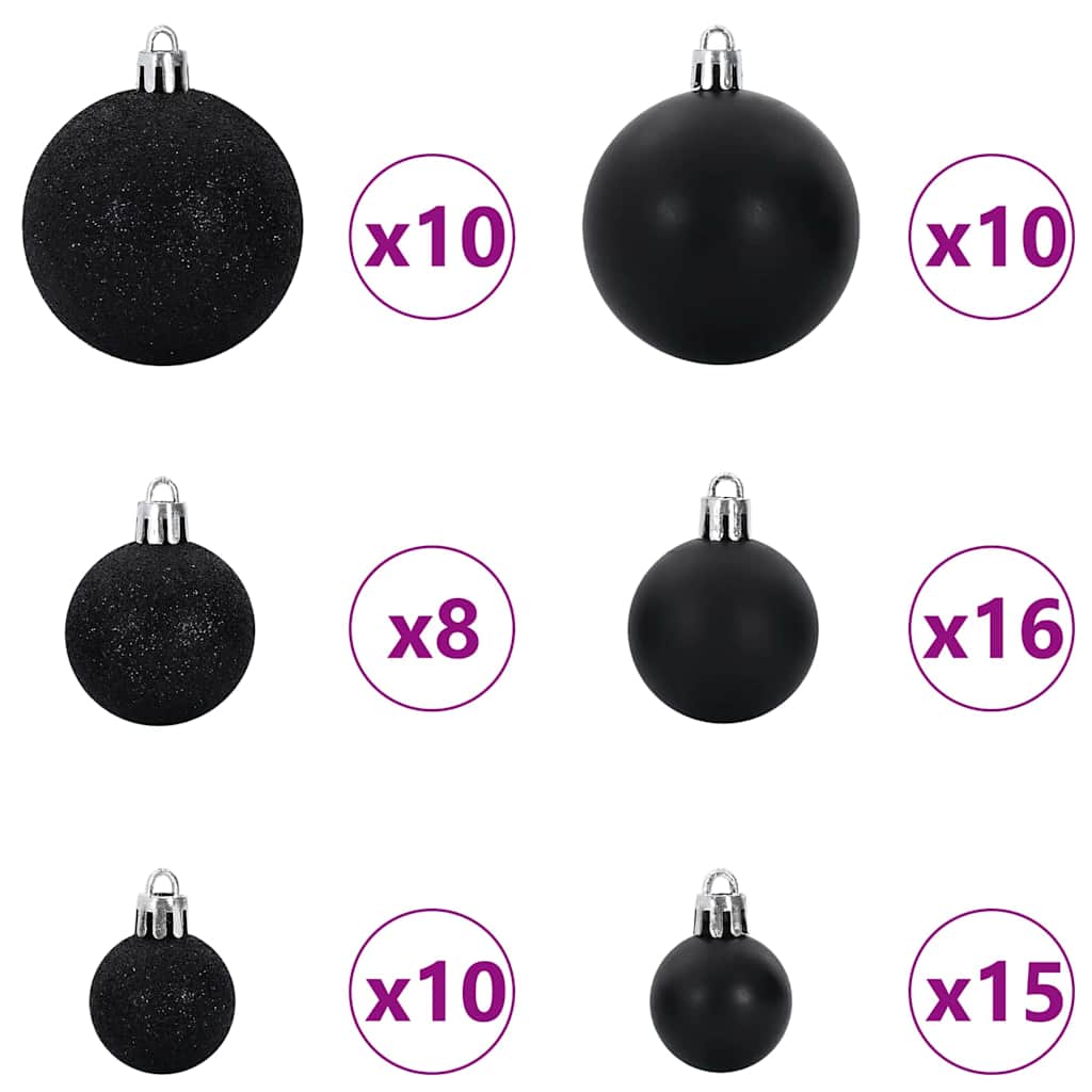 Weihnachtskugel-Set 120 Stk. Schwarz Ø 6 cm Kunststoff 300 LEDs