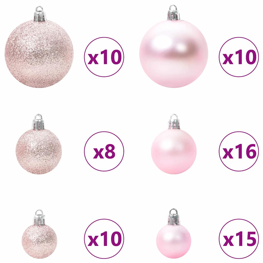 Weihnachtskugel-Set 120 Stk. Rosa Ø 6 cm Kunststoff 300 LEDs
