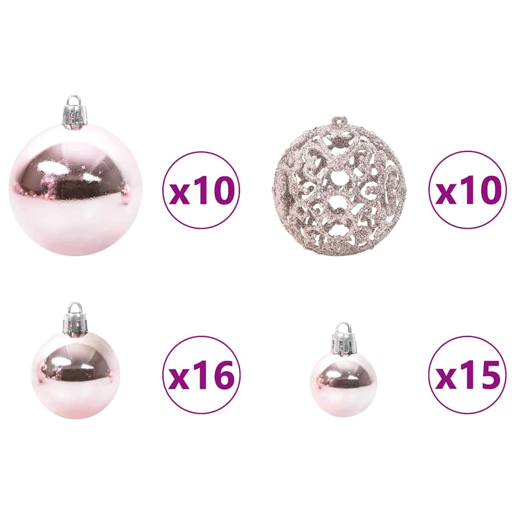 Weihnachtskugel-Set 120 Stk. Rosa Ø 6 cm Kunststoff 300 LEDs