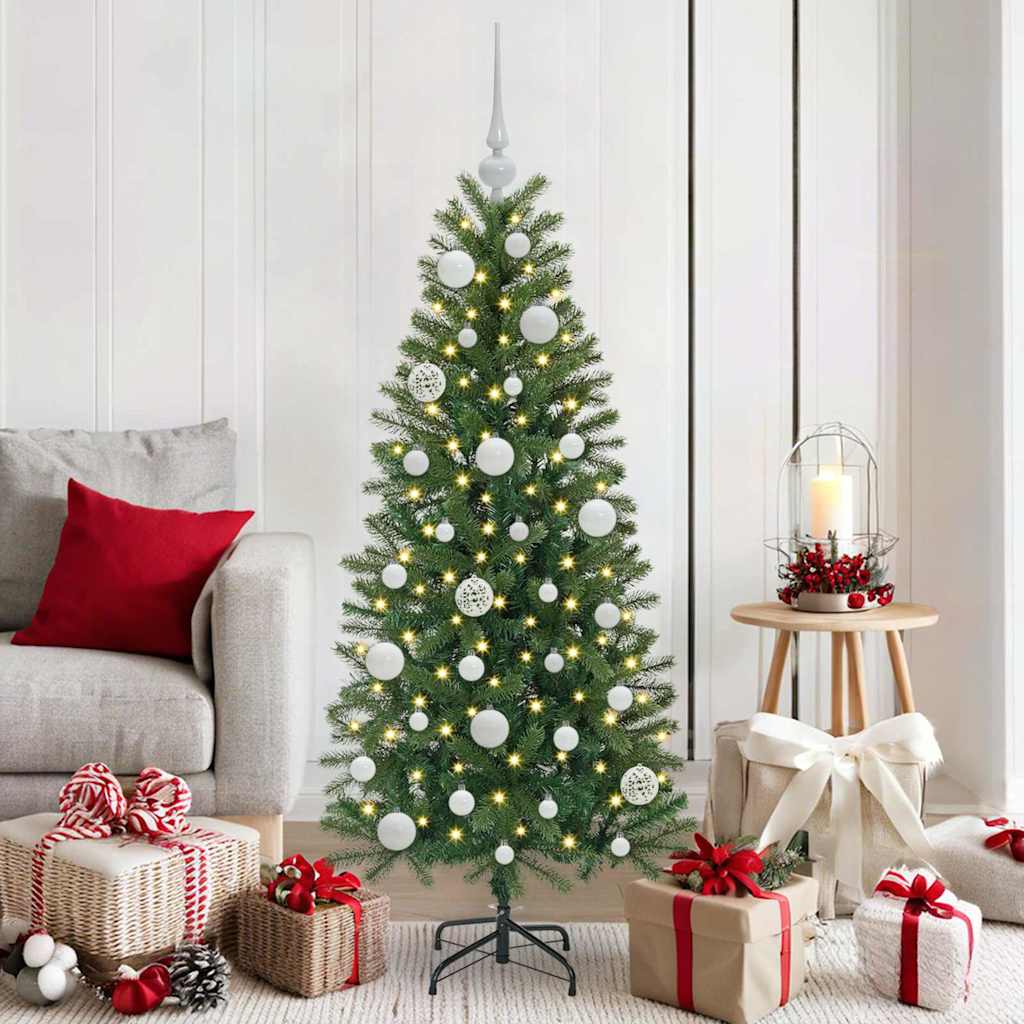 Weihnachtskugel-Set 61 Stk. Weiß Ø 6 cm Kunststoff 150 LEDs