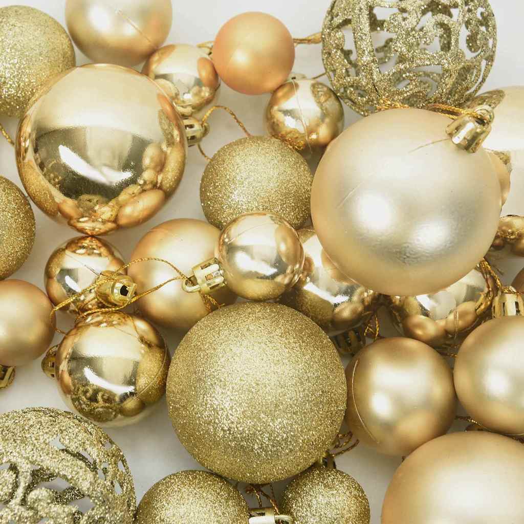 Weihnachtskugel-Set 61 Stk. Gold Ø 6 cm Kunststoff 150 LEDs