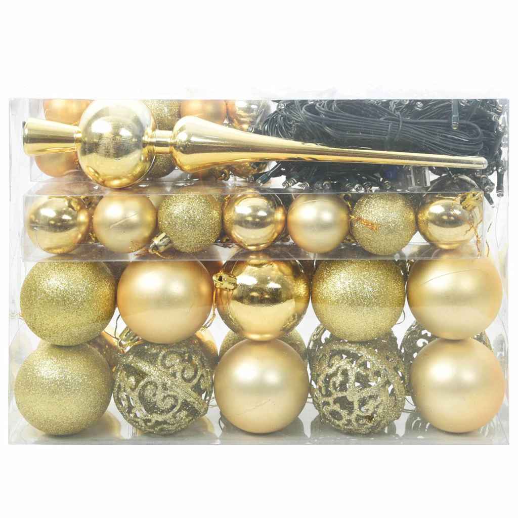 Weihnachtskugel-Set 61 Stk. Gold Ø 6 cm Kunststoff 150 LEDs