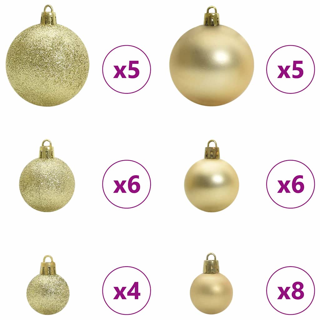 Weihnachtskugel-Set 61 Stk. Gold Ø 6 cm Kunststoff 150 LEDs