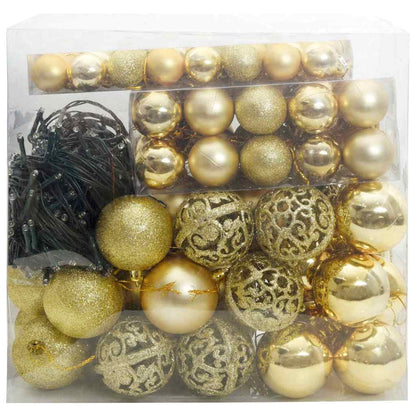 Weihnachtskugel-Set 120 stk. Gold Ø 6 cm Kunststoff 300 LEDs
