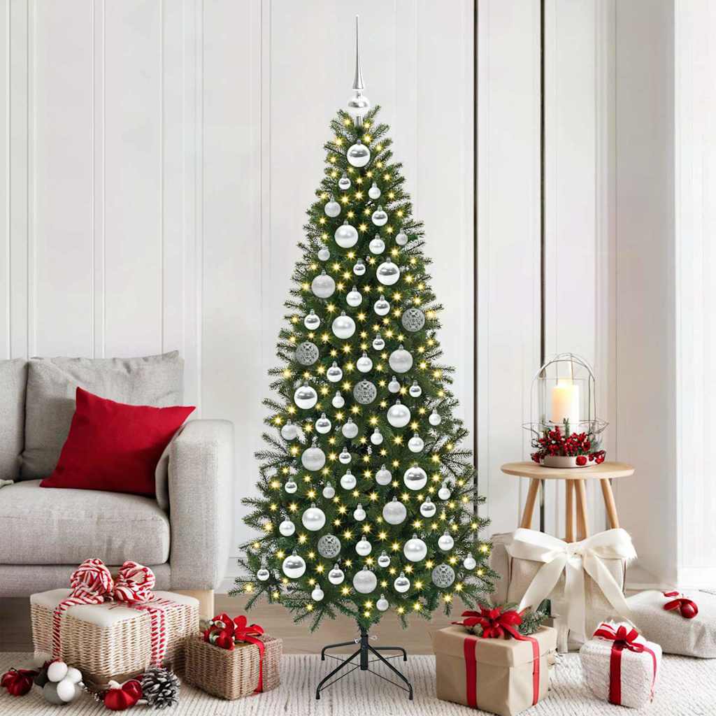 Weihnachtskugel-Set 120 stk. Silber Ø 6 cm Kunststoff 300 LEDs