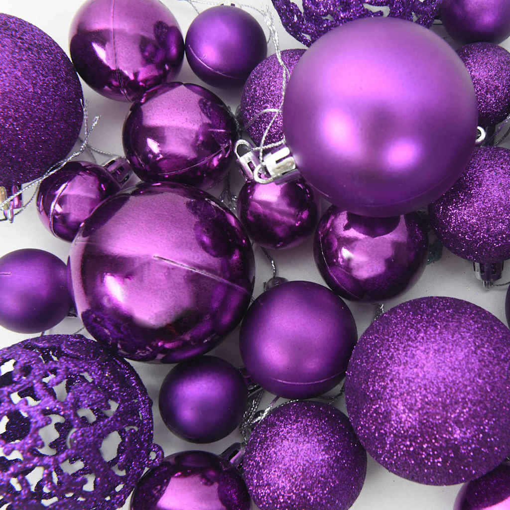 Weihnachtskugel-Set 61 Stk. Lila Ø 6 cm Kunststoff 150 LEDs