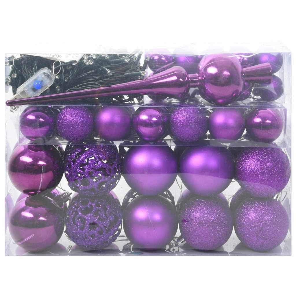 Weihnachtskugel-Set 61 stk. 150 LEDs Warmes Weiß Ø 6 cm