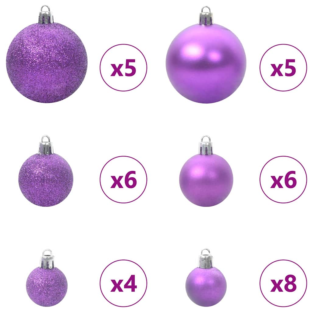 Weihnachtskugel-Set 61 Stk. Lila Ø 6 cm Kunststoff 150 LEDs