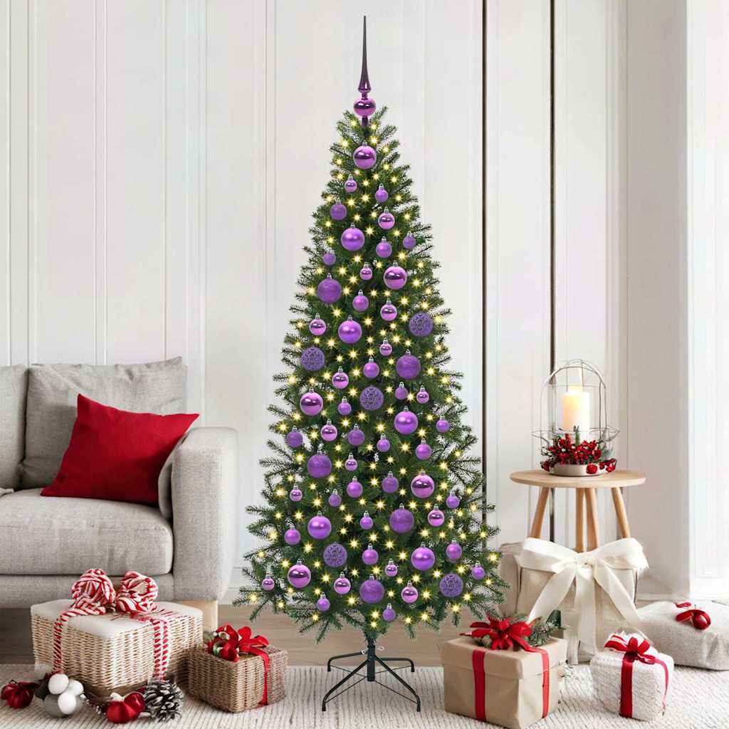Weihnachtskugel-Set 120 Stk. Lila Ø 6 cm Kunststoff 300 LEDs