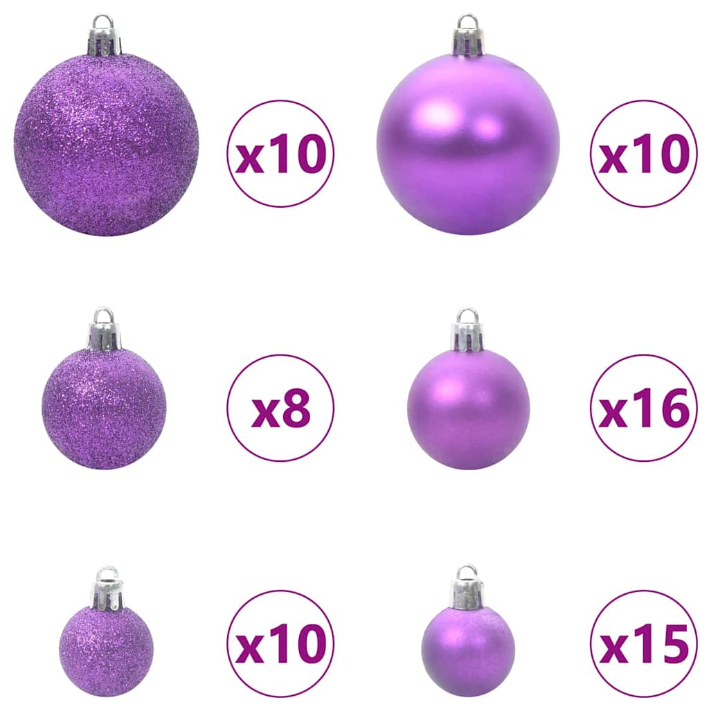 Weihnachtskugel-Set 120 Stk. Lila Ø 6 cm Kunststoff 300 LEDs
