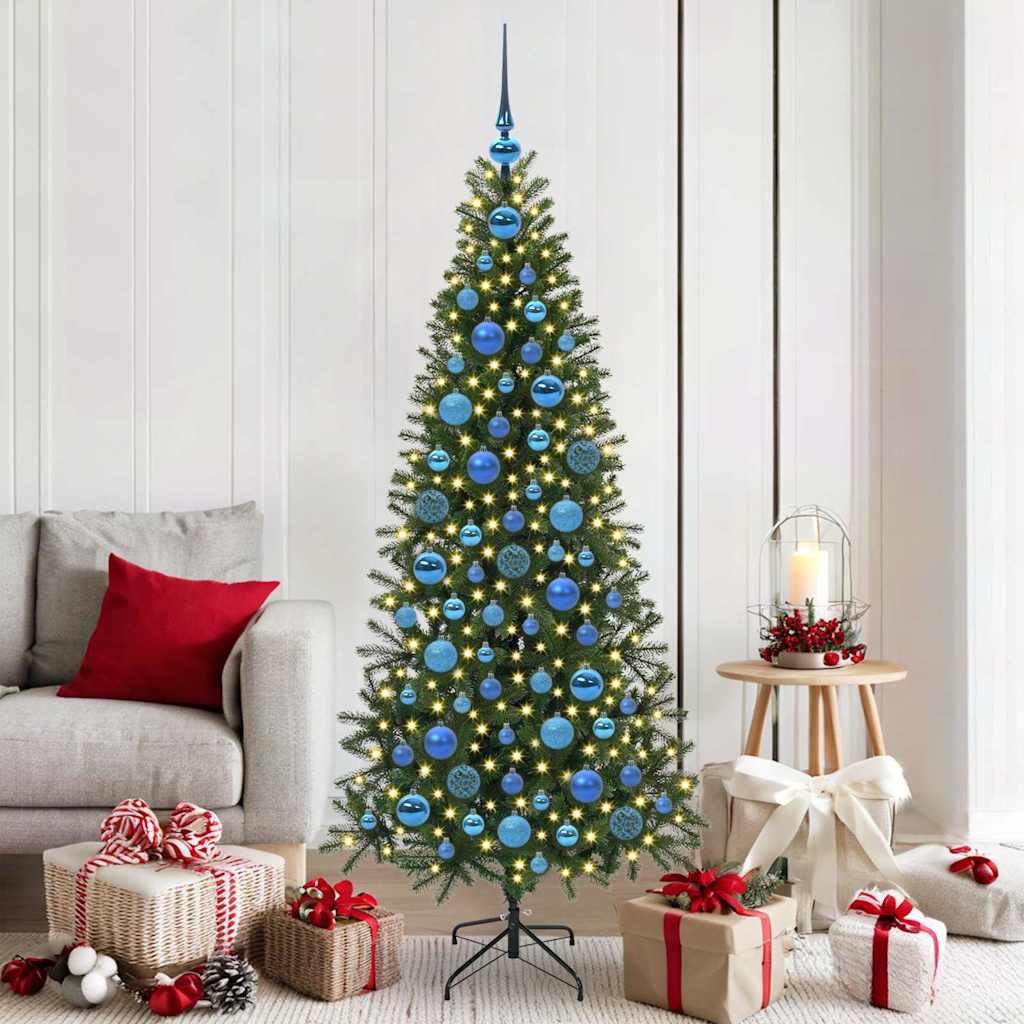 Weihnachtskugel-Set 120 Stk. Blau Ø 6 cm Kunststoff 300 LEDs