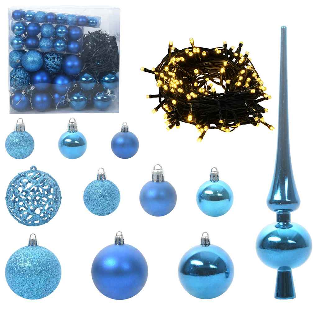 Weihnachtskugel-Set 120 Stk. Blau Ø 6 cm Kunststoff 300 LEDs
