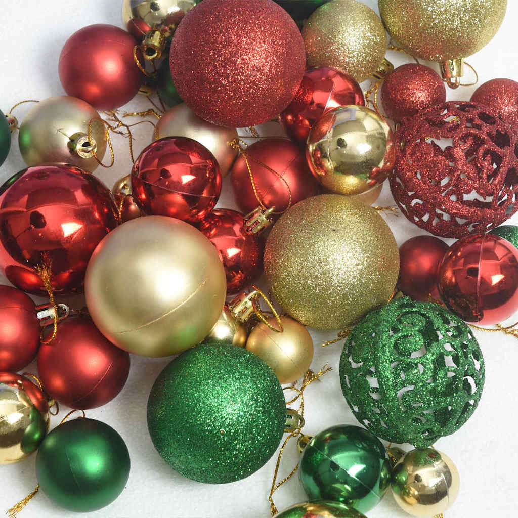 Weihnachtskugel-Set 61 Stk. Mehrfarbig Ø 6 cm Kunststoff