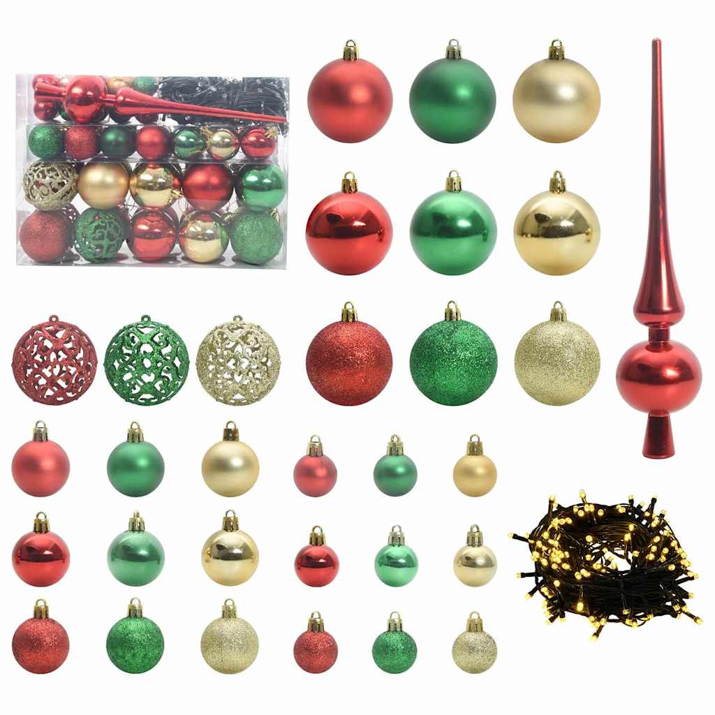 Weihnachtskugel-Set 61 Stk. Mehrfarbig Ø 6 cm Kunststoff