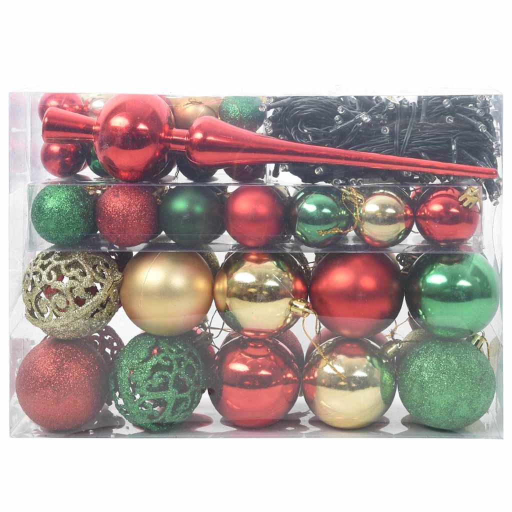 Weihnachtskugel-Set 61 Stk. Mehrfarbig Ø 6 cm Kunststoff