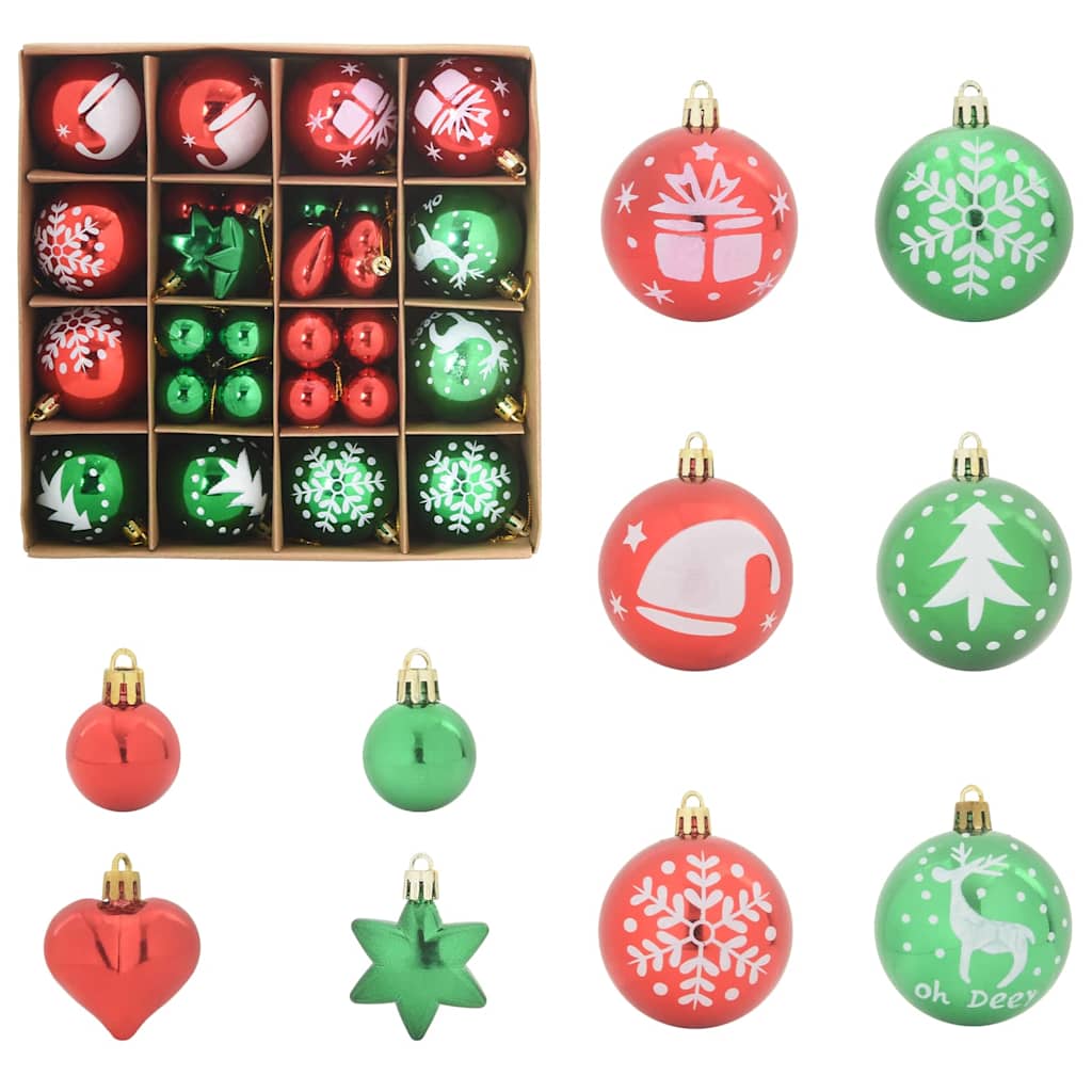 Weihnachtskugel-Set 40 stk. Rot und Grün Ø 6 cm Kunststoff