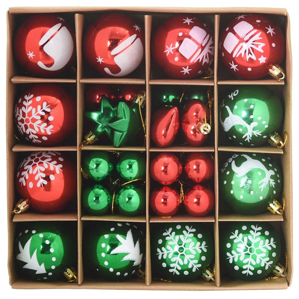 Weihnachtskugel-Set 40 stk. Rot und Grün Ø 6 cm Kunststoff
