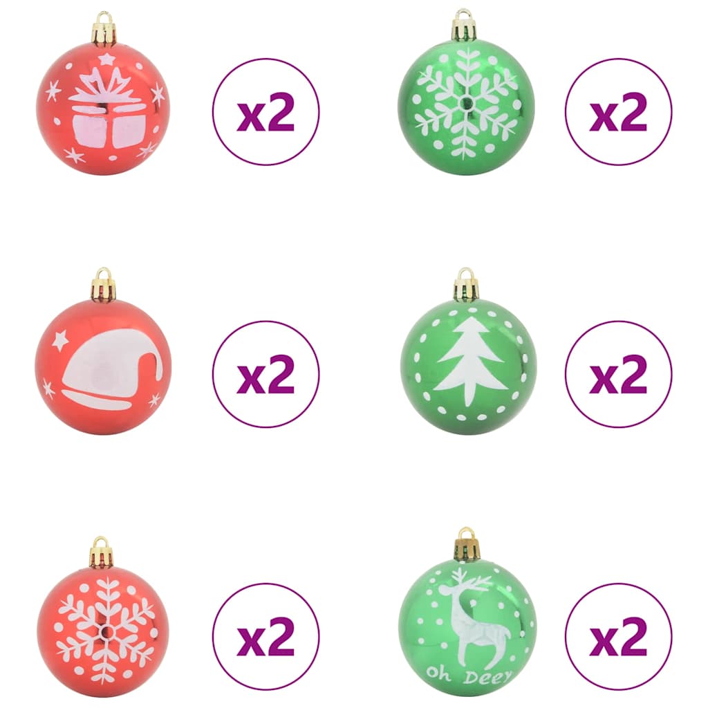 Weihnachtskugel-Set 40 stk. Rot und Grün Ø 6 cm Kunststoff