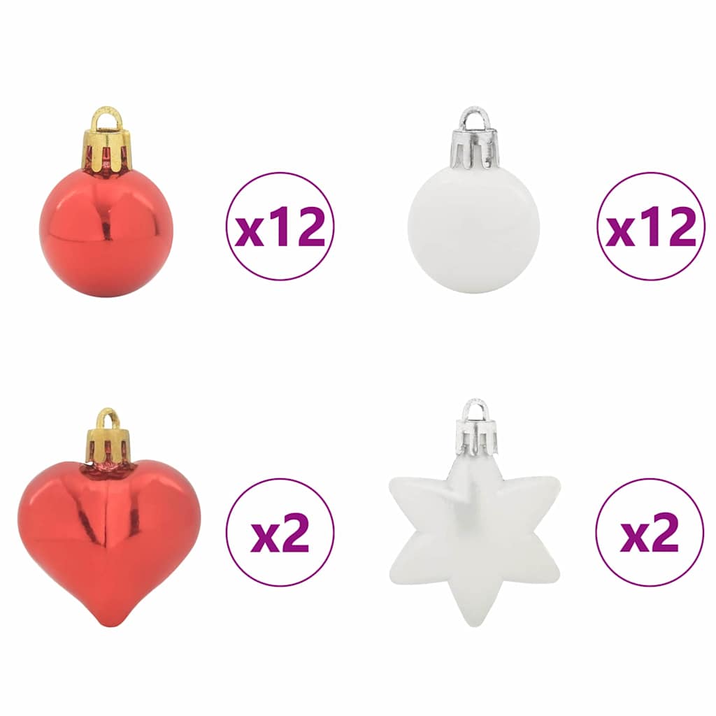 Weihnachtskugel-Set 40 Stk. Rot und Weiß Ø 6 cm Kunststoff LEDs