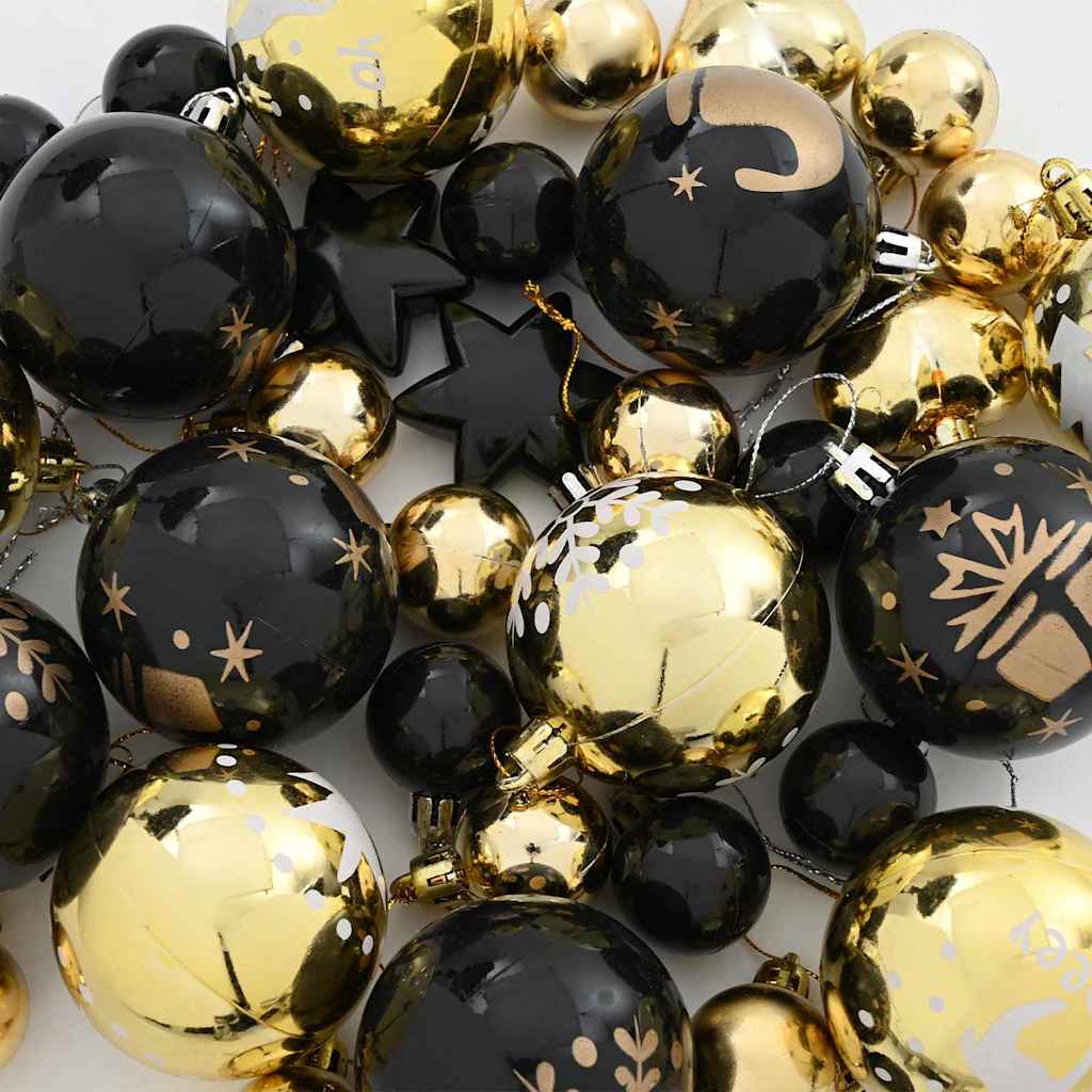 Weihnachtskugel-Set 40 stk. Schwarz und Gold Ø 6 cm Kunststoff