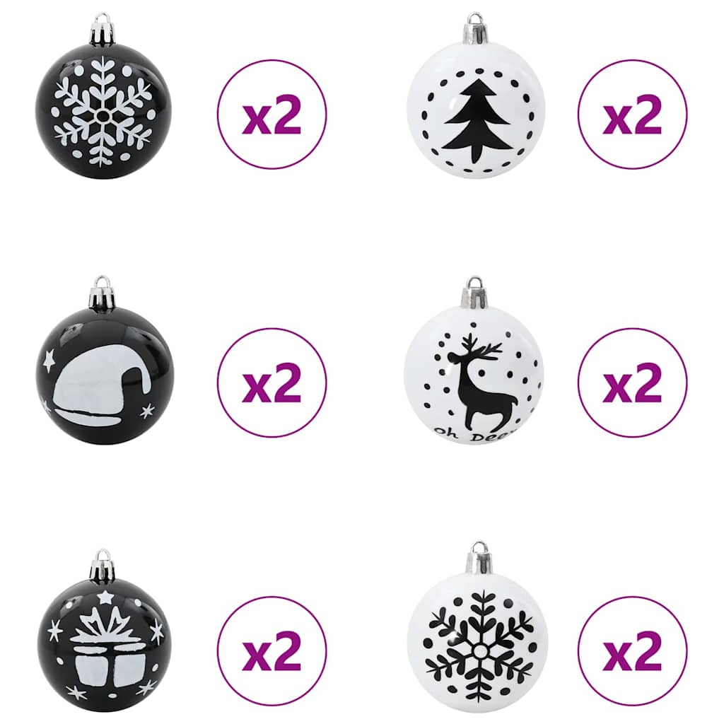 Weihnachtskugel-Set 40 Stk. Schwarz und Weiß Ø 6 cm Kunststoff