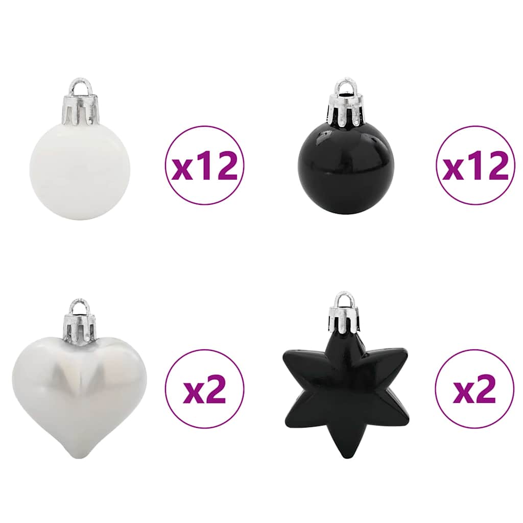 Weihnachtskugel-Set 40 Stk. Schwarz und Weiß Ø 6 cm Kunststoff